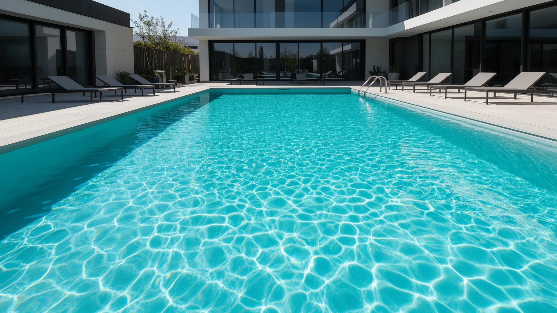 Clean turquoise swimming pool maintained by Magic Pools in Surrey